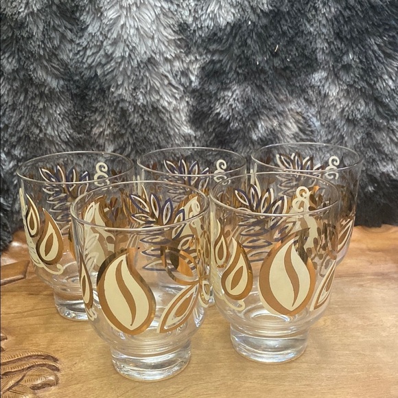 MCM gold butterfly glasses. Set of 5 - Picture 2 of 16